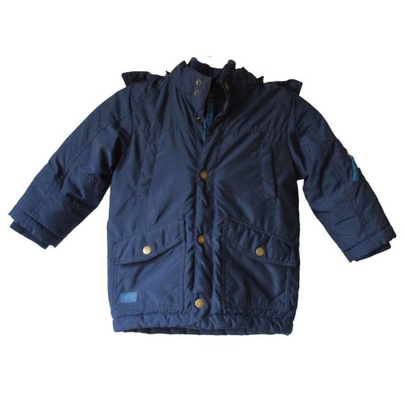 H&M Jackets & Coats Hm Coat Boys Size 23 Navy Fur Trim Hood Zip